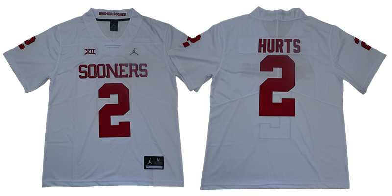 Oklahoma Sooners #2 Jalen Hurts White College Football Jersey